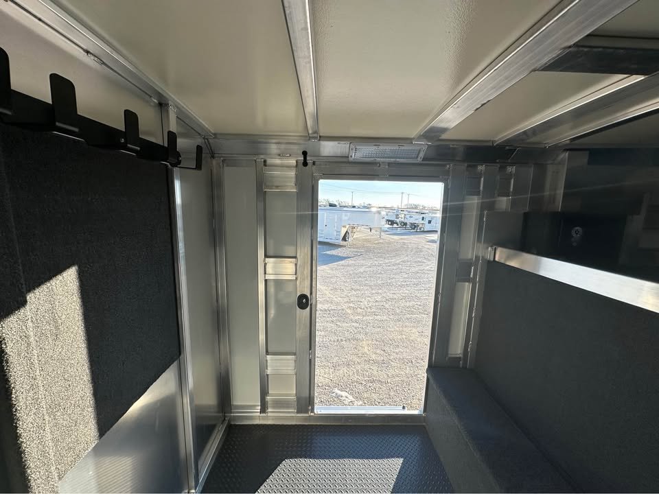 Close up of the Cimarron brand badge and stock number 40509 on a new trailer.